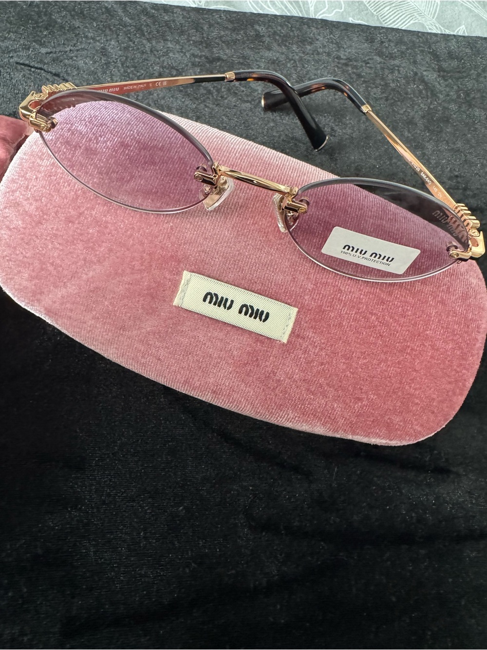 Miu Miu Purple Rimless Sunglasses with Gold-Tone Frame